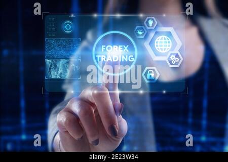 Business, Technology, Internet and network concept. Young businessman working on a virtual screen of the future and sees the inscription: Stock Photo