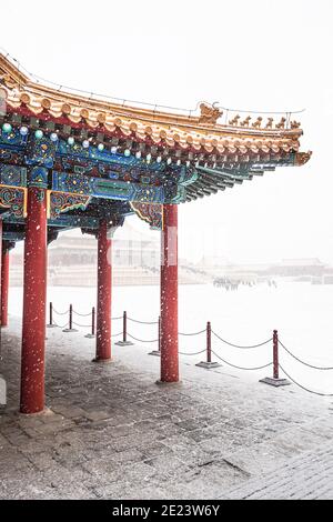 Forbidden City in the heavy snow Stock Photo