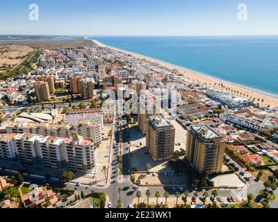 Aerial view of Islantilla, a seaside town full of resorts, Lepe, Huelva, Spain Stock Photo