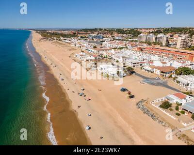 Aerial view of Islantilla, a seaside town full of resorts, Lepe, Huelva, Spain Stock Photo