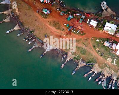 fishermen's boat station viewed from above Stock Photo