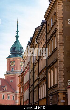 WARSAW, POLAND - Dec 27, 2020: Old building and tower of the Royal castle in the city. Stock Photo