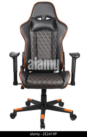Gaming chair for gamers isolated on white background. Computer gaming chair. Front view. Armchair for gaming entertainment. E-sport, tournament, champ Stock Photo