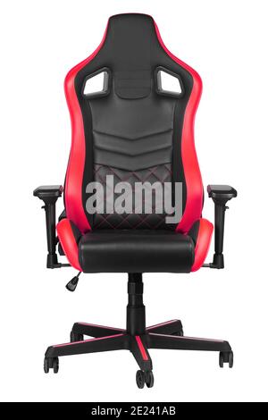 Gaming chair for gamers isolated on white background. Computer gaming chair. Front view. Armchair for gaming entertainment. E-sport, tournament, champ Stock Photo