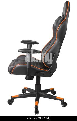 Racing style gaming chair isolated on white background. Office computer gaming chair. E-sport, tournament, championship. Sport design gaming chair wit Stock Photo
