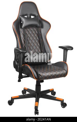 Gaming chair for gamers isolated on white background. Computer gaming chair. half turn view. Armchair for gaming entertainment. E-sport, tournament, c Stock Photo