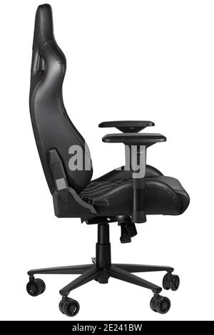 Gaming chair for gamers isolated on white background. Computer gaming chair. Side view. Armchair for gaming entertainment. E-sport, tournament, champi Stock Photo