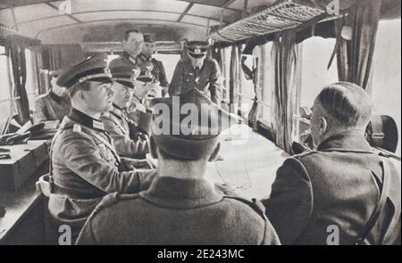 In Rakow, near Warsaw, the Polish plenipotentiaries (from behind) were admitted to the military train of the group general of armees von Blaskowitz to Stock Photo