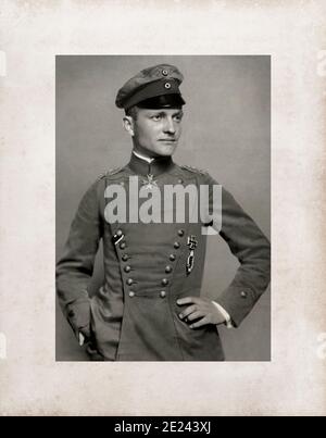 Manfred Albrecht Freiherr von Richthofen (2 May 1892 – 21 April 1918), also known as the 'Red Baron', was a fighter pilot with the German Air Force du Stock Photo