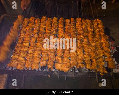 desi spicy food from Pakistan and India presentation in traditional pots Stock Photo