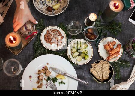 Christmas food on table Stock Photo