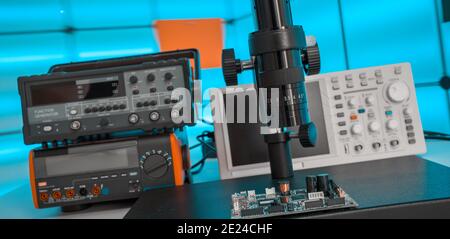 Measuring instruments in a modern physics research laboratory. High quality photo Stock Photo