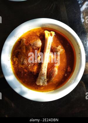 desi spicy food from Pakistan and India presentation in traditional pots Stock Photo