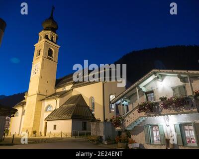 The church in Canale d'Agordo in valley Val Biois . Europe, Central Europe, Italy Stock Photo