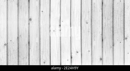 Panorama natural interior Old white wood wall panel pattern. White wooden plank texture for background. Stock Photo