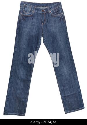 Dark blue jeans isolated on white background. Clothing concept. Stock Photo