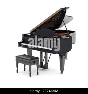 Beautiful grand piano isolated on white background Stock Photo