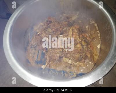 desi spicy food from Pakistan and India presentation in traditional pots Stock Photo