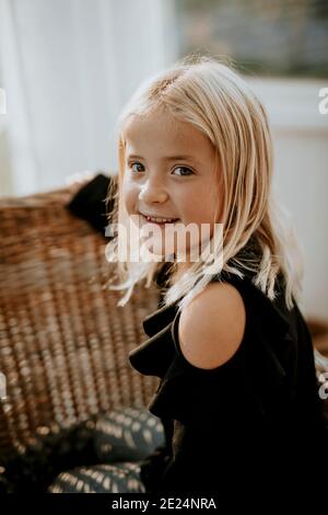 Smiling girl looking at camera Stock Photo
