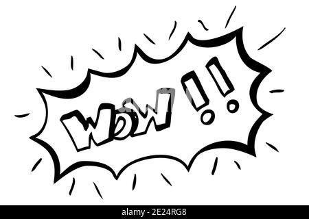 Hand Draw Sketch Vector Surpise or shock expression, Wow Stock Photo
