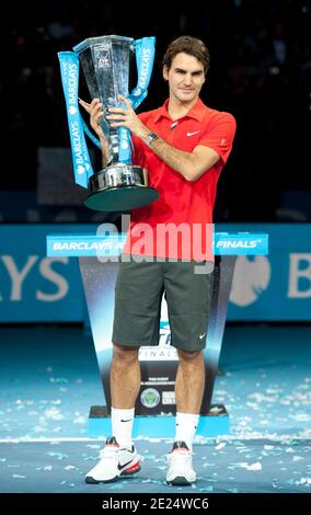 Roger Federer with the ATP Finals trophy Stock Photo