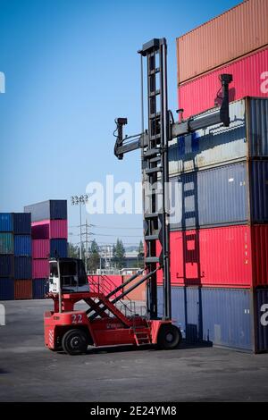 Container handlers In the container yard Stock Photo