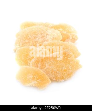 Slick of dried  ginger root isolated on white backgrounds. Stock Photo