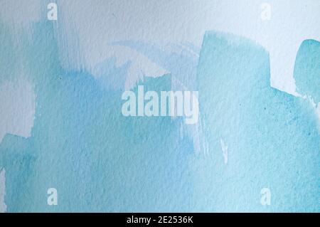 Blue watercolor abstract brushstrokes background Stock Photo