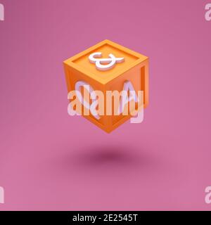 Question and Answer cube box minimal concept. Cartoon 3d QA chat bubble illustration. 3d render Stock Photo