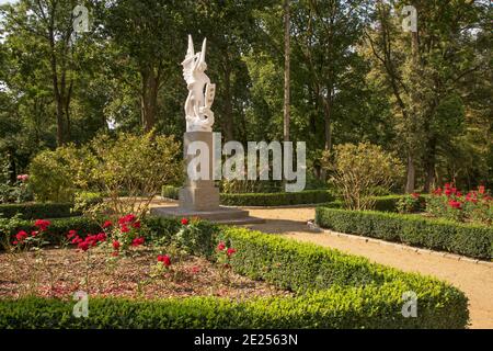 Sculpture of Saint George at park of Castle of Narzymski family near Jablonowo Pomorskie.  Poland Stock Photo