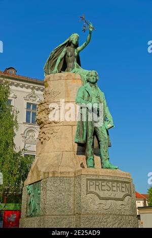The Prešeren Monument in Ljubljana, Slovenia. Stock Photo