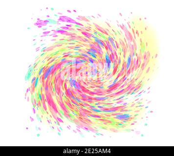 Painted colorful swirl spiral image isolated on white background. Stock Photo
