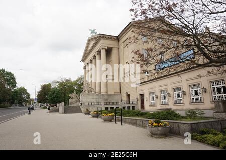 POZNAN, POLAND - May 16, 2017: Front entrance of the Grand Theater building in the city center. Stock Photo
