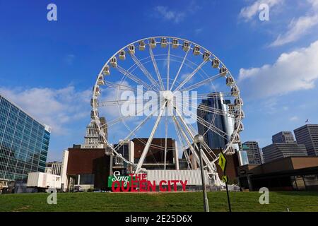 Ferris Wheel in downtown Cincinnati Ohio Stock Photo