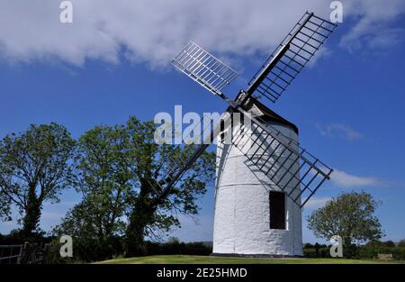 Ashton windmill, a tower mill at Chapel Allerton, Somerset. Stock Photo