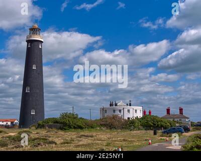 The Old Lighthouse  was decommissioned in 1960 due to the construction of the Nuclear power station, Dungeness,Kent,England Stock Photo