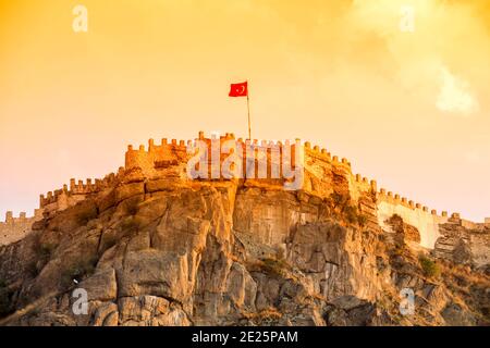 ancient historic castle in Afyon Karahisar, Turkey Stock Photo