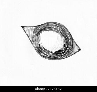 Cape Town South Africa - 13-08-2019 Ink style Illustration. Man resting in abstract womb. Stock Photo