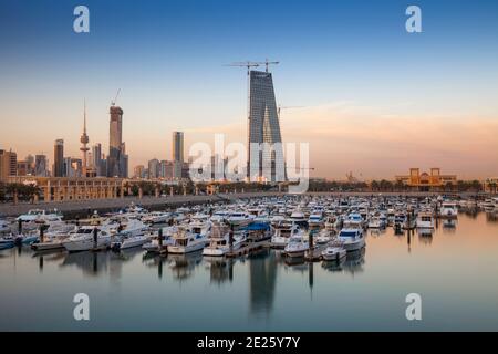 Kuwait, Kuwait City, Souk Shark Shopping Center and Marina with new Central Bank of Kuwait in distance Stock Photo