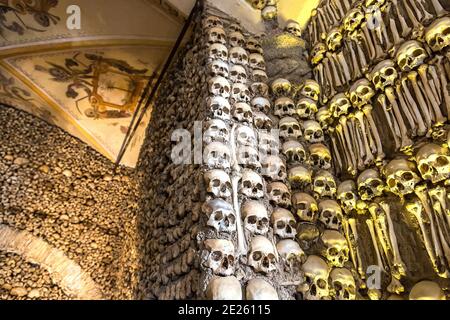 EVORA, PORTUGAL - JULY 25, 2017: Capela dos Ossos (Chapel of Bones) in Evora, Portugal in a beautiful summer day Stock Photo