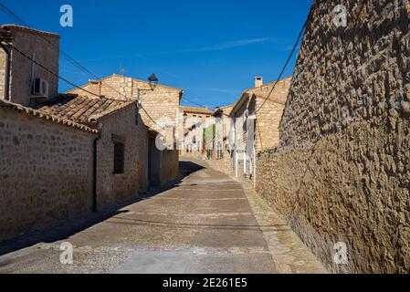 Traditional architecture in Fuendetodos, a small village in the province of Zaragoza, Spain. It is known for being the birthplace of the painter Franc Stock Photo