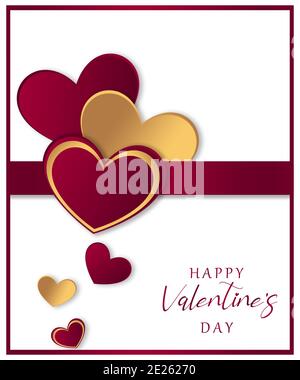 Valentine's day greeting card template. Pink background with small red ...