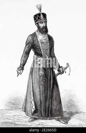 Mohammad Karim Khan Zand. Founder of the Zand dynasty (1705-1779). Iran. Old steel engraved antique print. Published in L'Univers La Perse, in 1841. History of the ancient Persian empire Stock Photo