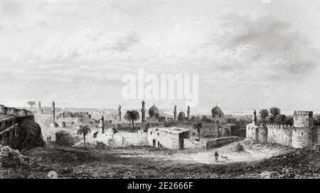 Panoramic view of Baghdad city. Iraq. Old engraving published in L'Univers Arabia, in 1841. History of the ancient Arabia Stock Photo