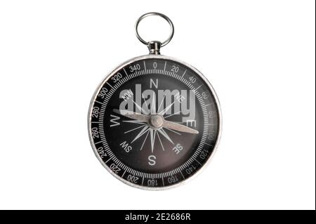 Compass close-up isolated on white background. Direction concept. Stock Photo