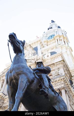 Statue of General George McClellan (1820 - 1863) in Philadelphia, USA. McClellan led the Union's Army to the Battle on Antietam. Stock Photo