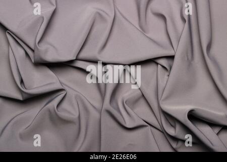 Crumpled gray fabric as background close up Stock Photo