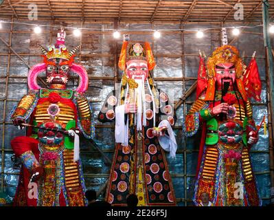 Religious Effigies at Bun Festival Cheung Chau island Hong Kong Stock Photo