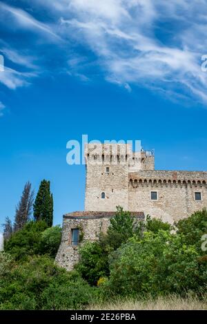 narni, italy may 23 2020: fortress of albornoz on the hill above narni with panoramic view of the ternana basin Stock Photo