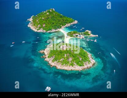 Koh Nang Yuan aerial view, Thailand Stock Photo